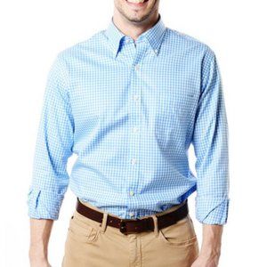 Peter Millar Nanoluxe easycare 100% Cotton Button Down Shirt Blue White Gingham